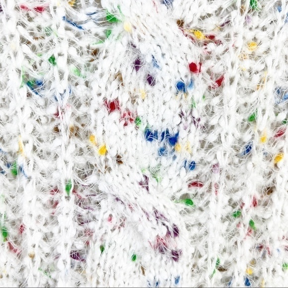 alya Color Flecked Eyelash Knit Sweater Crew Neck White Small - Picture 5 of 11